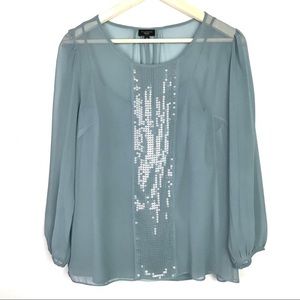 Talbots Sequin Semi Sheer Two Piece Blouse Sz 12p